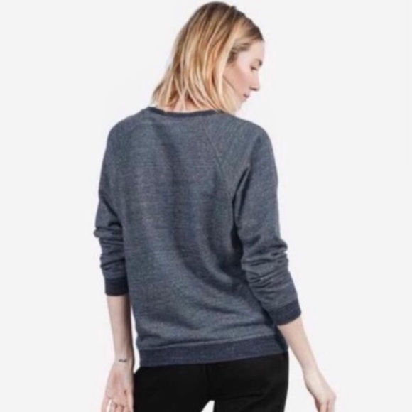Everlane Dark Denim Blue Oversized Scoop Neck Sweatshirt - Picture 4 of 9